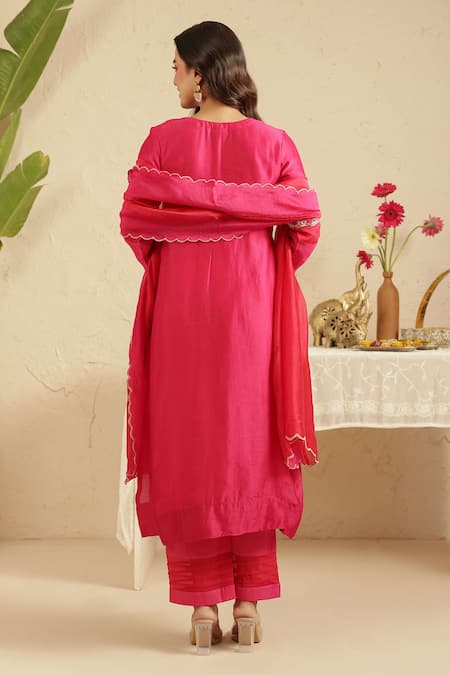 Gulabik Jaipur Rani Cutdana Embroidered Kurta Set 