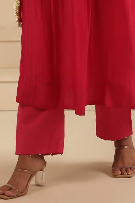 Gulabik Jaipur_Pink Chanderi Sequins, Stones, Gota Patti, Metallic Thread Embroidered Kurta Set _Online_at_Aza_Fashions