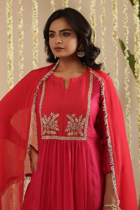 Shop_Gulabik Jaipur_Pink Chanderi Sequins, Stones, Gota Patti, Metallic Thread Embroidered Kurta Set 