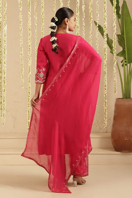 Gulabik Jaipur Hot Pink Embroidered Kurta Set 