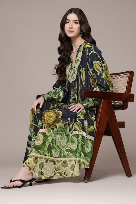 Buy Ritu Kumar Blue Viscose, Crepe Embroidery Amaraa Floral Print A-line Dress With Camisole Online at Aza Fashions Buy_Ritu Kumar_Blue Viscose, Crepe Embroidery Amaraa Floral Print A-line Dress With Camisole _Online_at_Aza_Fashions