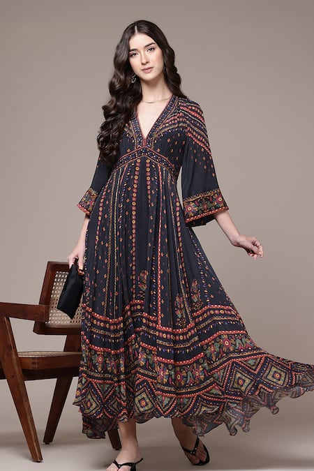 Ritu Kumar Amelia Geometric Print Fit & Flare Dress 