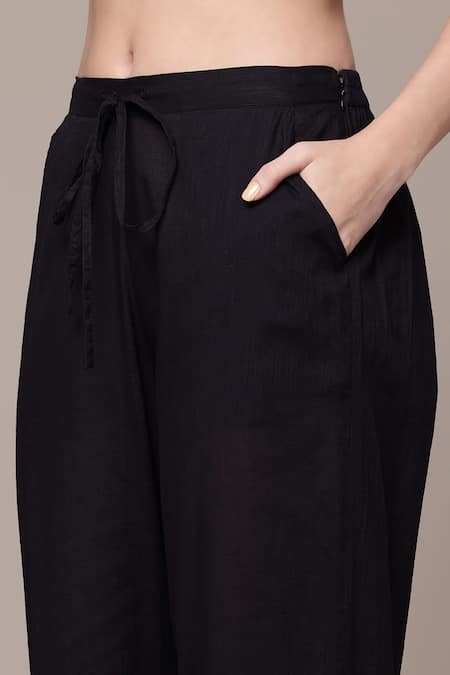 Buy Ritu Kumar Black Cotton Embroidery V-neck Aztec Kurta And Palazzo Set Online at Aza Fashions Buy_Ritu Kumar_Black Cotton Embroidery V-neck Aztec Kurta And Palazzo Set _Online_at_Aza_Fashions