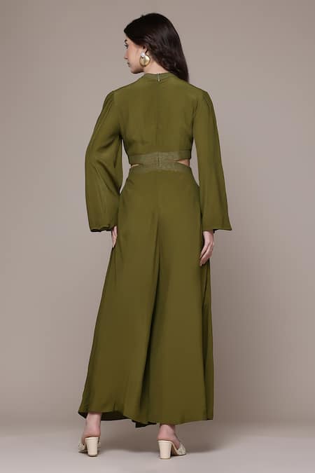 Ritu Kumar Dari Solid Solid Key Hole Neck Full Sleeves Jumpsuit 