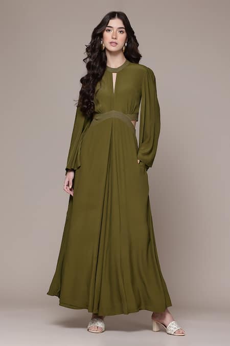 Ritu Kumar Dari Solid Solid Key Hole Neck Full Sleeves Jumpsuit 