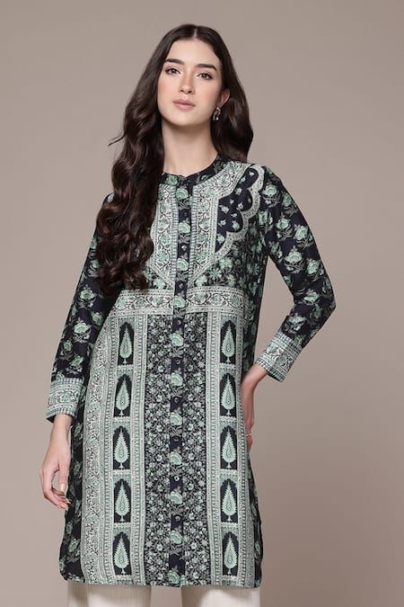 Ritu Kumar Floral Print Mandarin Collar Tunic 