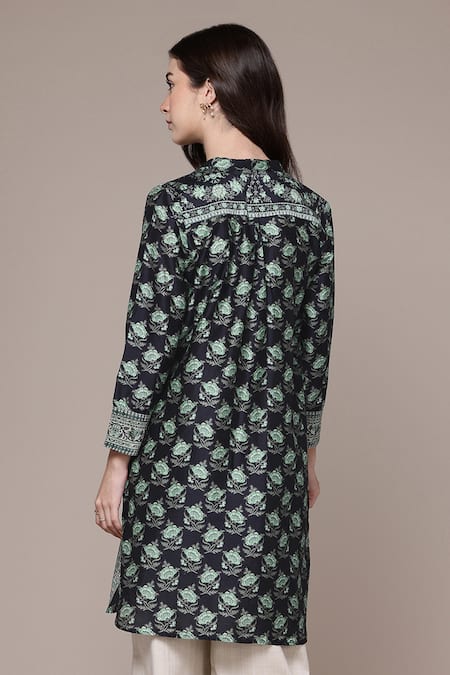 Ritu Kumar Floral Print Mandarin Collar Tunic 