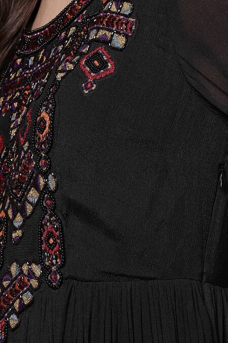 Buy Ritu Kumar Black Viscose Chinon Chiffon, Viscose, Lycra Embroidery, Lior Anarkali Set Buy_Ritu Kumar_Black Viscose Chinon Chiffon, Viscose, Lycra Embroidery, Lior Anarkali Set