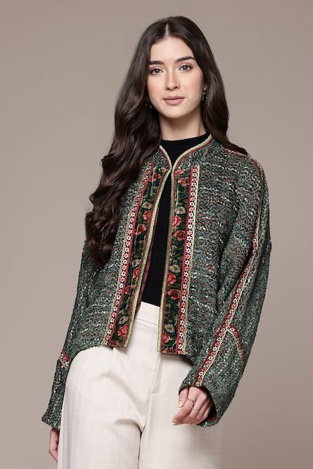 Ritu Kumar Molli Textured Full Sleeve Front Open Jacket 