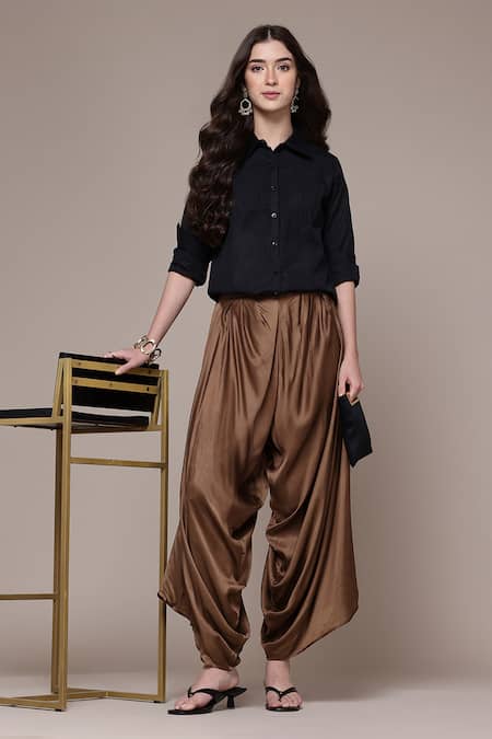 Ritu Kumar Solid Draped Palazzo Pant 