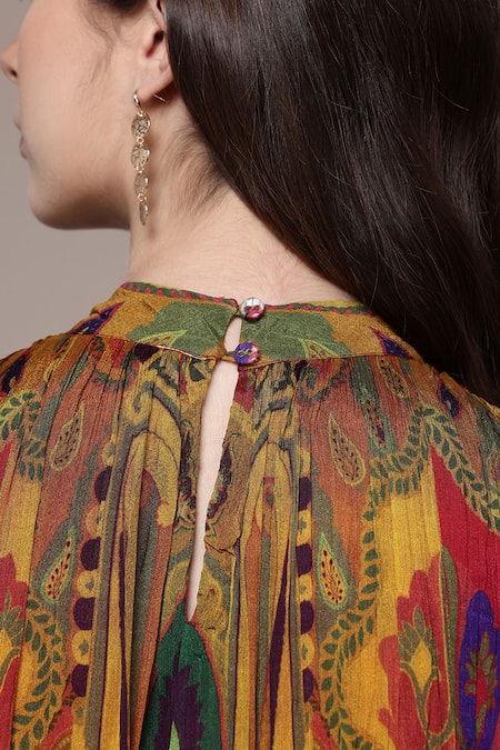 Shop Ritu Kumar Multi Color Viscose Chinon Ruhi Paisley Print Sleeveless A-line Long Dress Online at Aza Fashions Shop_Ritu Kumar_Multi Color Viscose Chinon Ruhi Paisley Print Sleeveless A-line Long Dress _Online_at_Aza_Fashions