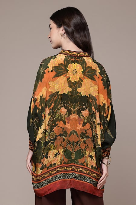 Ritu Kumar Tamannah Floral Print Mandarin Collar Shirt 