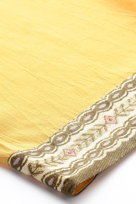 Buy Ritu Kumar Yellow Chanderi, Crepe, Viscose, Chinon Tapti Botanic Print Kurta Set Buy_Ritu Kumar_Yellow Chanderi, Crepe, Viscose, Chinon Tapti Botanic Print Kurta Set