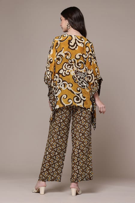 Ritu Kumar Tesha Tribal Print Asymmetric Kaftan Top & Pant Set 