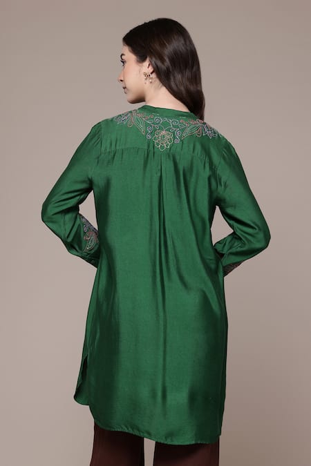 Ritu Kumar Twist Anchor Embroidered Staple Silk Straight Kurta 