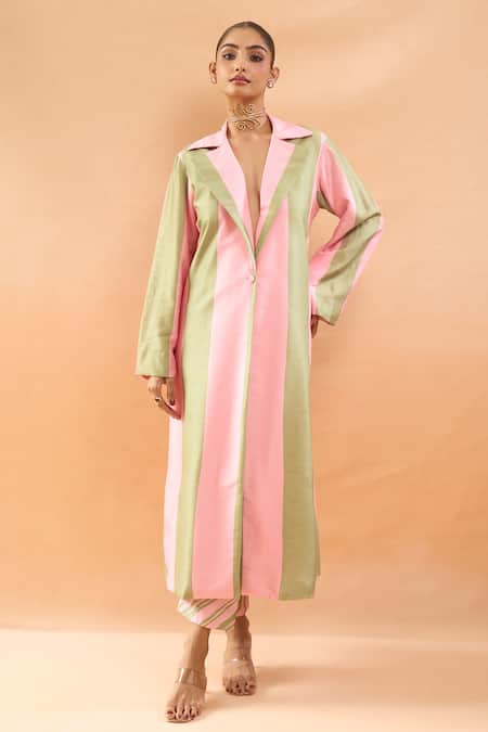 Archana Shah Colorblock Coat With Pant