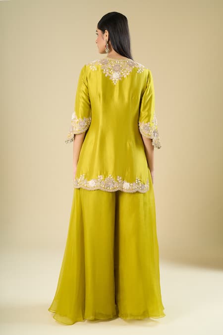 Prisho Lime Green Short Kurta Set 