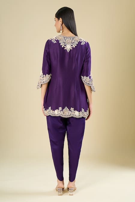 Prisho Dark Purple Short Kurta Set 