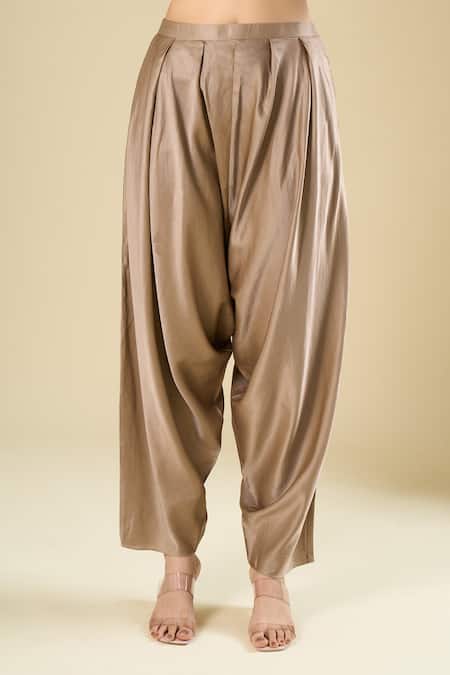 Buy_Prisho_Beige Beads, Stones, Embroidery High Neck, Round Neck, Kaftan With Dhoti Pant _Online_at_Aza_Fashions