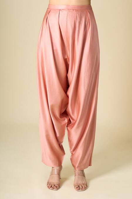 Buy_Prisho_Peach Beads, Stones, Embroidery, Zari, Sequins Round Kaftan With Dhoti Pant _Online_at_Aza_Fashions