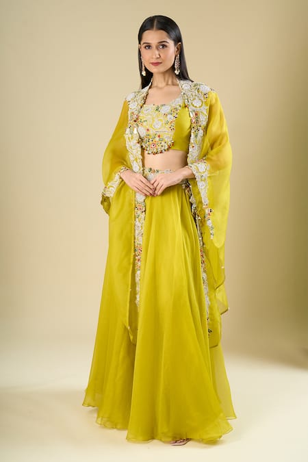 Prisho Multi Thread Embroidered Skirt Set 