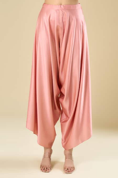 Buy_Prisho_Peach Beads, Sequins, Embroidery Round Neck Kaftaan And Pant Set _Online_at_Aza_Fashions