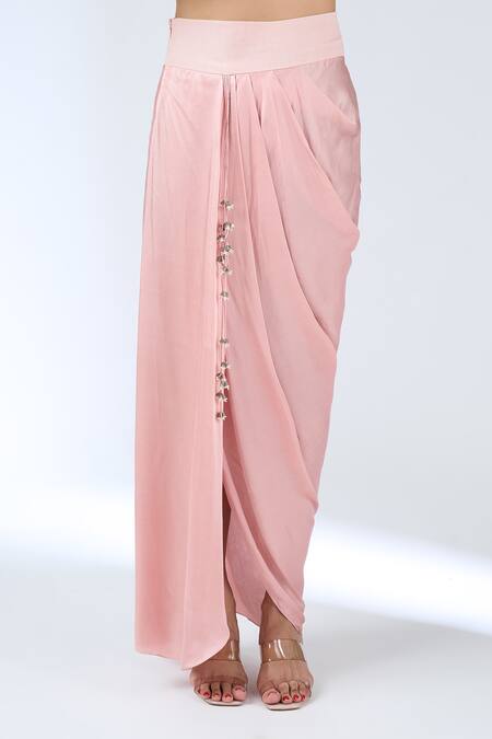 Prisho Pink Embroidery, Sequins Open , Round Flamingo Cape Skirt Set Online at Aza Fashions Prisho_Pink Embroidery, Sequins Open , Round Flamingo Cape Skirt Set _Online_at_Aza_Fashions