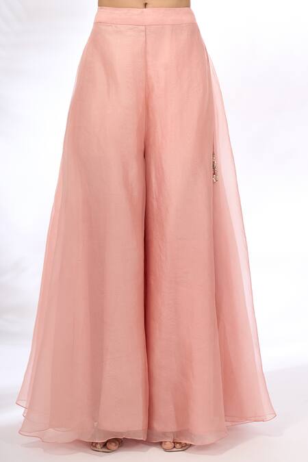 Prisho Pink Embroidery, Zari, Beads, Sequins V-neck Kurta Sharara Set at Aza Fashions Prisho_Pink Embroidery, Zari, Beads, Sequins V-neck Kurta Sharara Set _at_Aza_Fashions