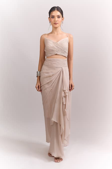 Anushree Reddy Beige Ruffles Open , Sweetheart Ivory Athena Embroidered Cape Skirt Set Online at Aza Fashions Anushree Reddy_Beige Ruffles Open , Sweetheart Ivory Athena Embroidered Cape Skirt Set _Online_at_Aza_Fashions