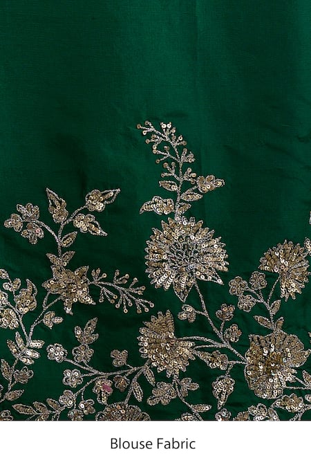 Buy_Anushree Reddy_Green Zari, Embroidery Cutwork Saree With Unstitched Blouse Piece _Online_at_Aza_Fashions