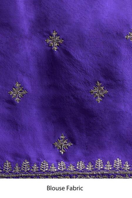 Anushree Reddy_Purple Embroidery, Metallic Gutcha Border Saree With Unstitched Blouse Piece _at_Aza_Fashions