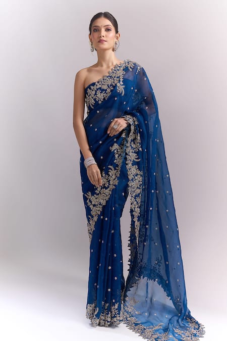 Anushree Reddy Embroidered Saree With Unstitched Blouse Piece 