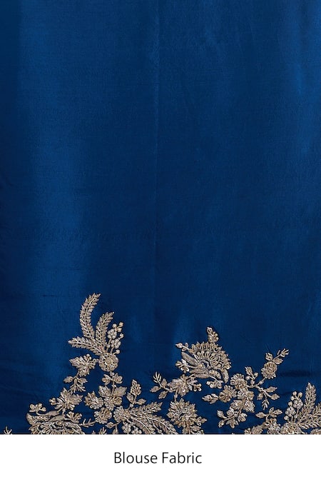 Shop Anushree Reddy Blue Embroidery, Metallic Thread, Zari Saree With Unstitched Blouse Piece Online at Aza Fashions Shop_Anushree Reddy_Blue Embroidery, Metallic Thread, Zari Saree With Unstitched Blouse Piece _Online_at_Aza_Fashions