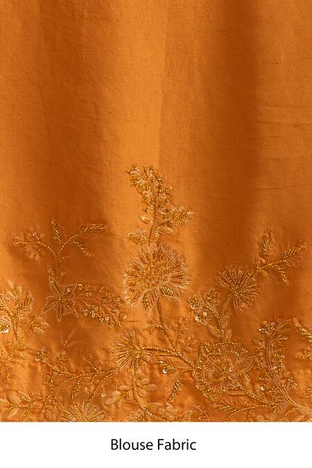 Anushree Reddy_Orange Embroidery Tonal Cutwork Saree With Unstitched Blouse Piece _at_Aza_Fashions
