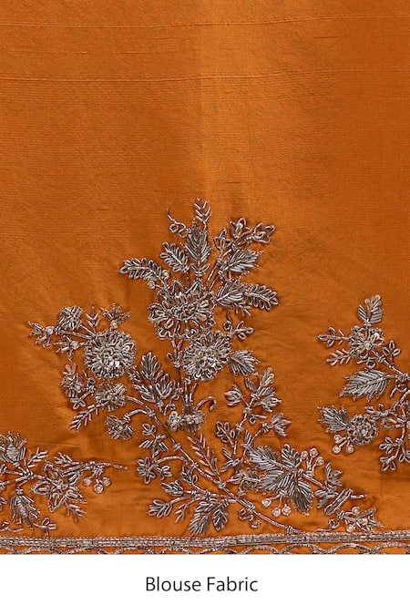 Buy_Anushree Reddy_Orange Zari, Embroidery, Sequins Inayat Saree With Unstitched Blouse Piece _Online_at_Aza_Fashions