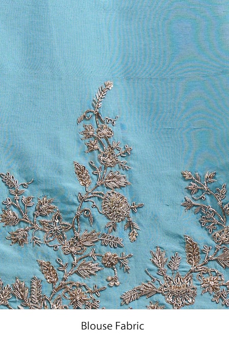 Anushree Reddy_Blue Embroidery, Zari Ombre Bhavani Saree With Unstitched Blouse Piece _at_Aza_Fashions