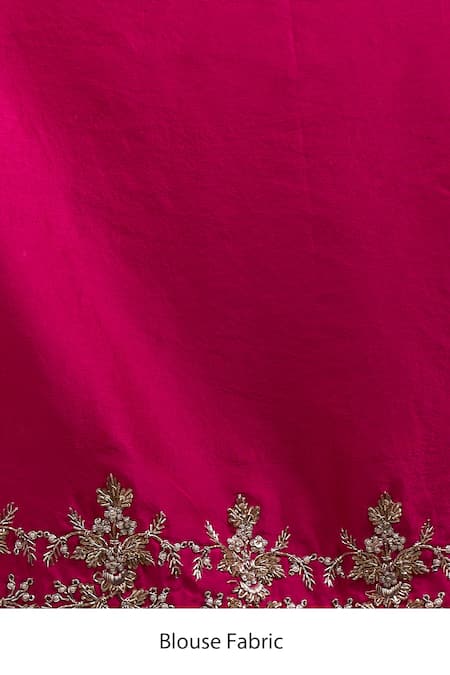 Anushree Reddy_Red Embroidery, Zari Anika Saree With Unstitched Blouse Piece _at_Aza_Fashions