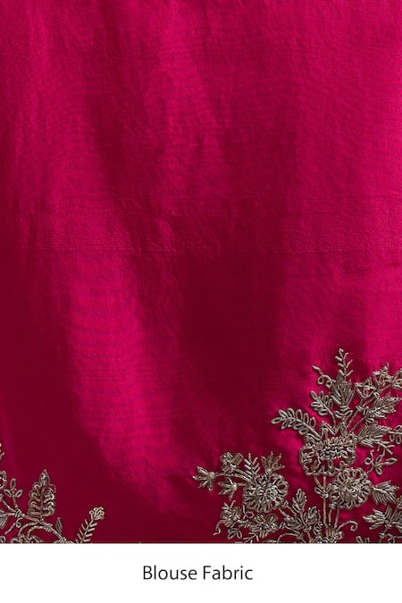 Anushree Reddy_Red Embroidery, Zari, Sequins Cherry Inayat Saree With Unstitched Blouse Piece _at_Aza_Fashions