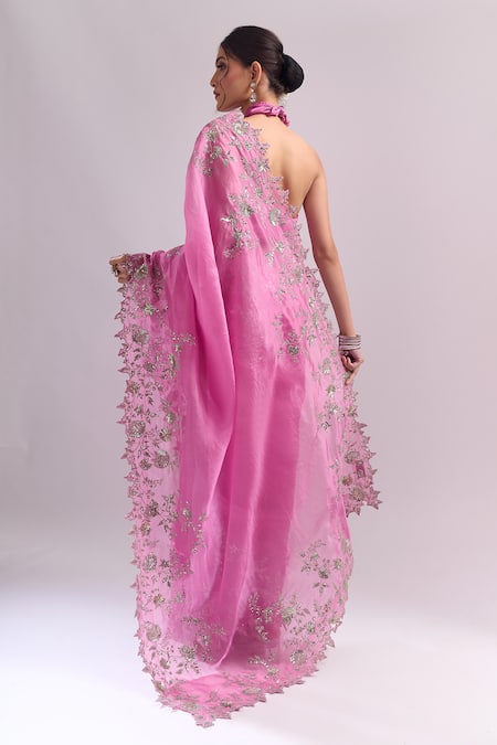 Anushree Reddy Zari Cutwork Saree With Unstitched Blouse Piece 