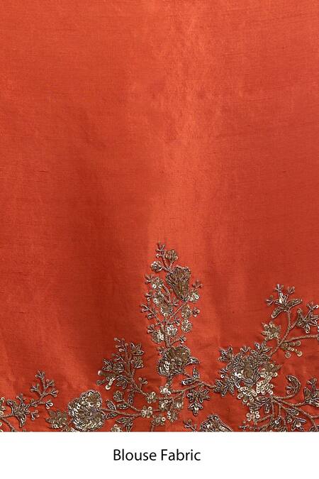 Anushree Reddy_Orange Embroidery, Sequins Seheaj Saree With Unstitched Blouse Piece _Online_at_Aza_Fashions