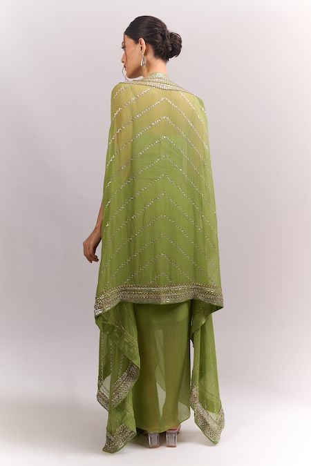 Anushree Reddy Embroidered Cape Skirt Set 