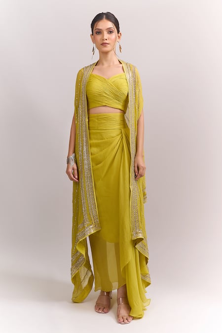 Anushree Reddy Embroidered Cape Skirt Set 