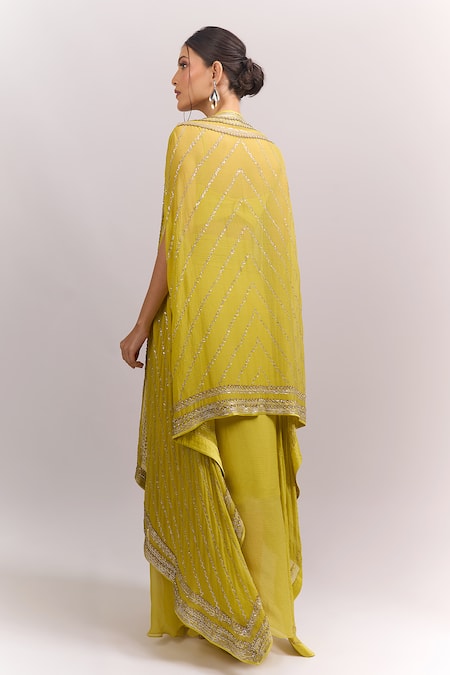 Anushree Reddy Embroidered Cape Skirt Set 