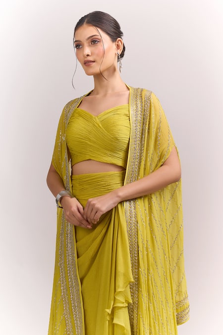 Buy Anushree Reddy Green Open , Sweetheart Embroidered Cape Skirt Set Online at Aza Fashions Buy_Anushree Reddy_Green Open , Sweetheart Embroidered Cape Skirt Set _Online_at_Aza_Fashions