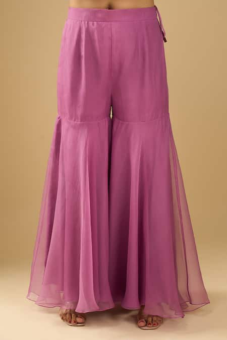 Shop Archana Shah Purple Embroidery Round Neck Kurta Sharara Set Online at Aza Fashions Shop_Archana Shah_Purple Embroidery Round Neck Kurta Sharara Set _Online_at_Aza_Fashions