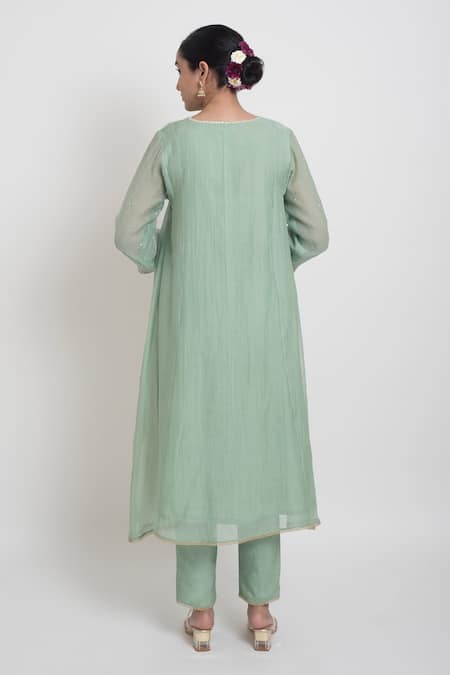 Sinjhar Embroidered Chanderi Kurta Pant & Dupatta Set 