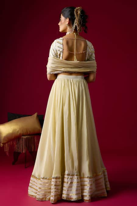 RAYASHA KHAN Diya Banarasi Striped Lehenga Set 