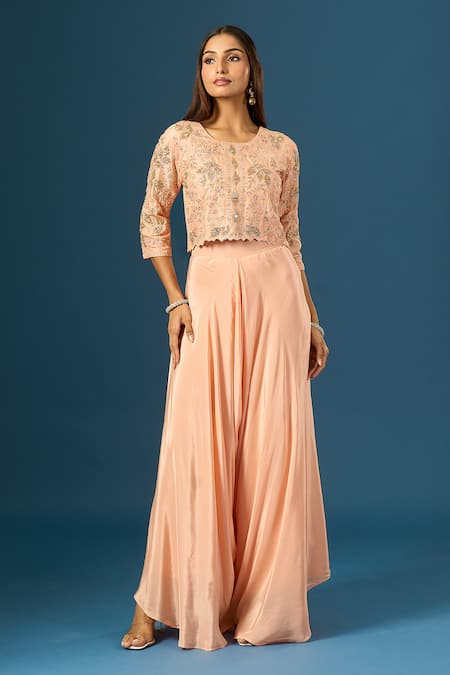Samyukta Singhania Hand Embroidered Top With Flared Pant