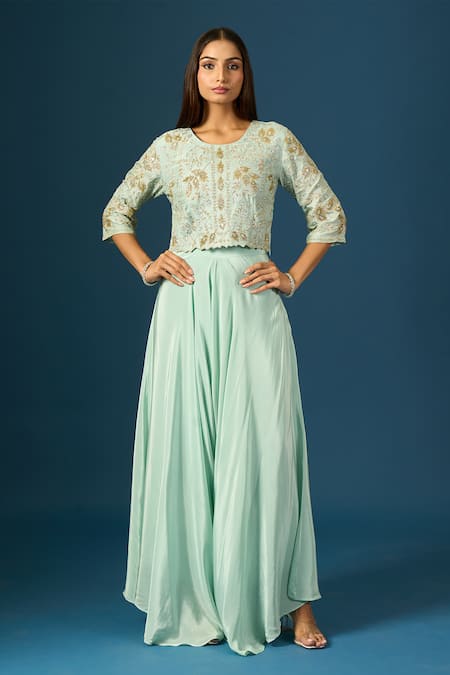 Samyukta Singhania Embroidered Top With Flared Pant