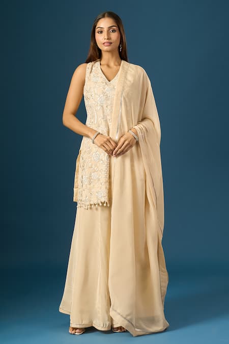 Samyukta Singhania Hand Embroidered Kurta Sharara Set 